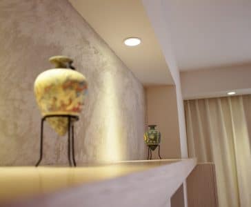 עיצוב דירה קטנה בגבעתיים, שילוב תאורה בנישת הסלון, ענבל קרקו, עיצוב פנים ופנג שואי