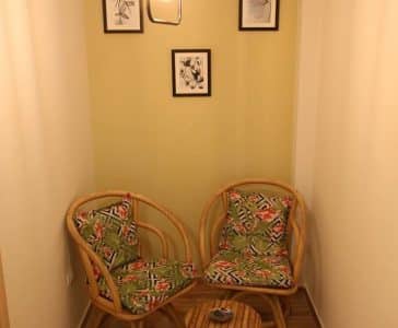 עיצוב קליניקה לרפלקסולוגיה, פינת ההמתנה, ענבל קרקו עיצוב פנים ופנג שואי