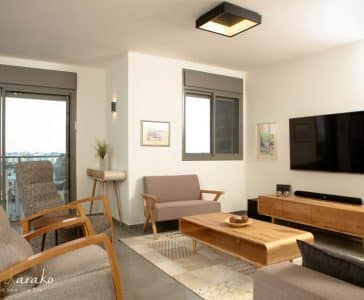 עיצוב דירה מודרנית בראשון לציון, מבט אל הסלון, ענבל קרקו, עיצוב פנים ופנג שואי