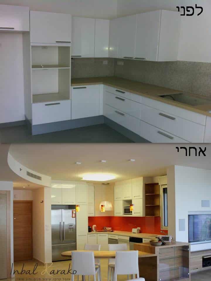 שיפוץ דירה לפני ואחרי, מטבח בתל אביב, ענבל קרקו עיצוב פנים ופנג שואי