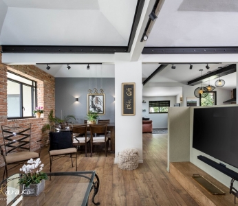 תכנון ועיצוב פנים של בית בצופית,מבט מהסלון, ענבל קרקו עיצוב פנים ופנג שואי