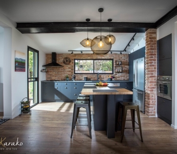 תכנון ועיצוב פנים של בית בצופית,מבט נוסף אל המטבח, ענבל קרקו עיצוב פנים ופנג שואי