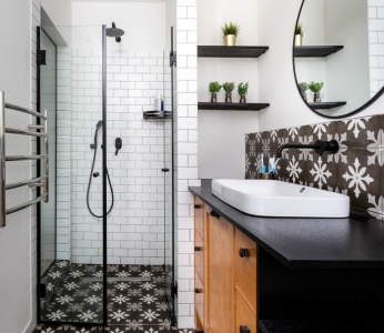 תכנון ועיצוב פנים של בית בצופית,מקלחת הורים, ענבל קרקו עיצוב פנים ופנג שואי