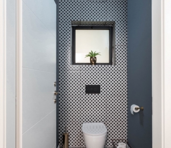 תכנון ועיצוב פנים של בית בצופית,תקריב שירותי אורחים, ענבל קרקו עיצוב פנים ופנג שואי