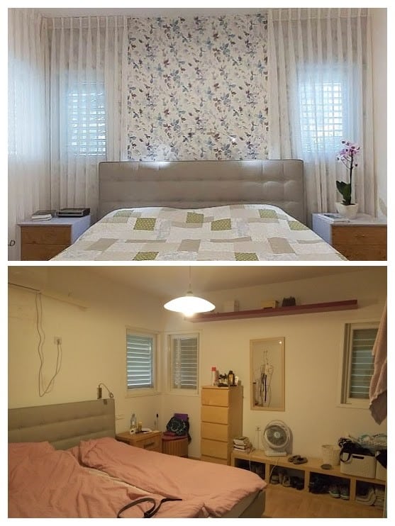 שיפוץ דירה לפני ואחרי, חדר שינה במשואות יצחק, ענבל קרקו עיצוב פנים ופנג שואי