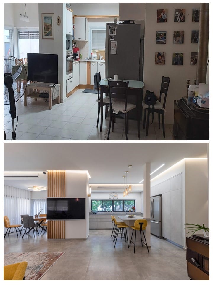 שיפוץ דירה לפני ואחרי | בית בבית חנן | ענבל קרקו עיצוב פנים ופנג שואי