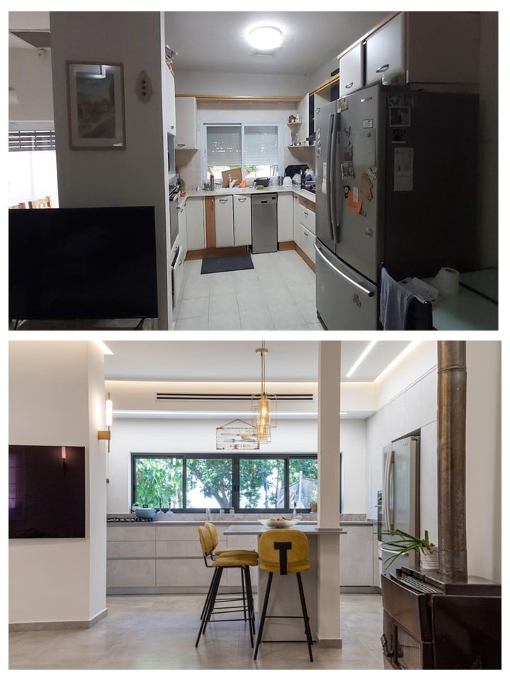שיפוץ דירה לפני ואחרי | מטבח בבית חנן | ענבל קרקו עיצוב פנים ופנג שואי
