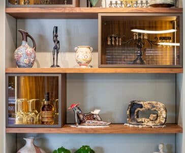 עיצוב פנים במושב גאליה, תקריב על הנגרות בסלון, ענבל קרקו עיצוב פנים ופנג שואי